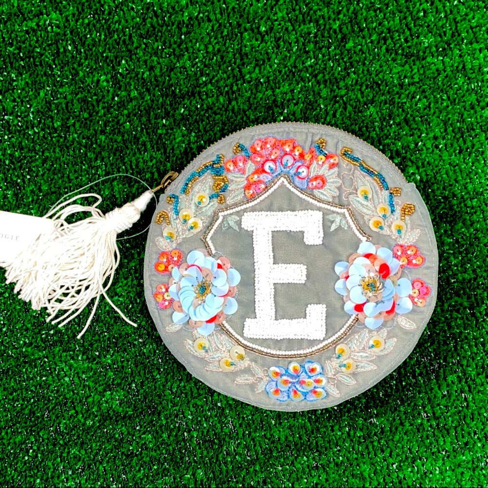 Anthropologie monogrammed E pouch. Brand New With Tags.